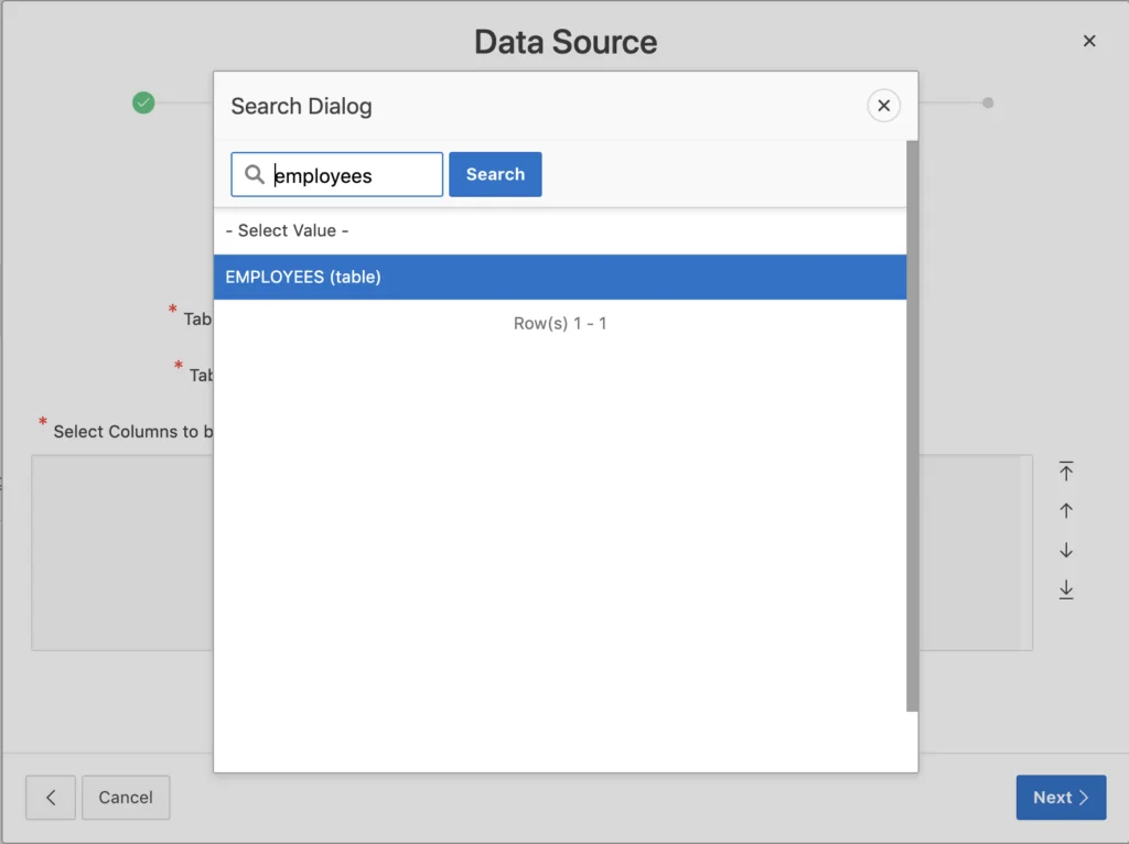 Oracle Apex - Select Table
