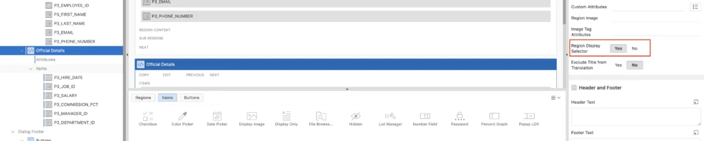 Specify Region Display Selector in Apex