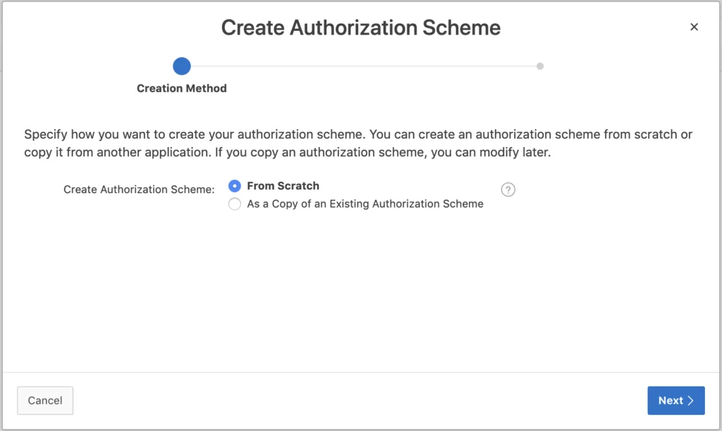 Oracle Apex Authorization Scheme step-1