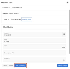 BI Report Print Button Example Oracle Apex.