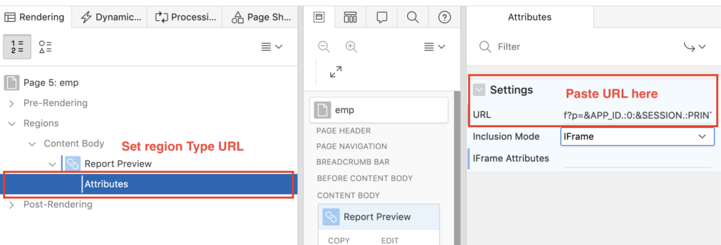 Oracle Apex - Create URL region.