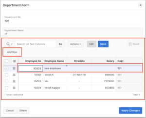 Oracle Apex Form with Interactive Grid Example.