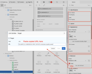 Oracle Apex - Create button for BI report URL.