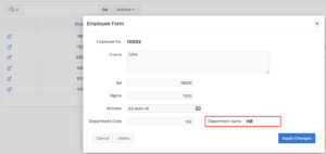 Oracle Apex - display value from another table example