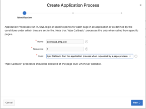 Create application process in Oracle Apex