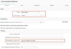 Apex custom authentication settings.