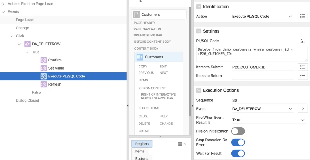 3rd True Action Execute PL/SQL Code.