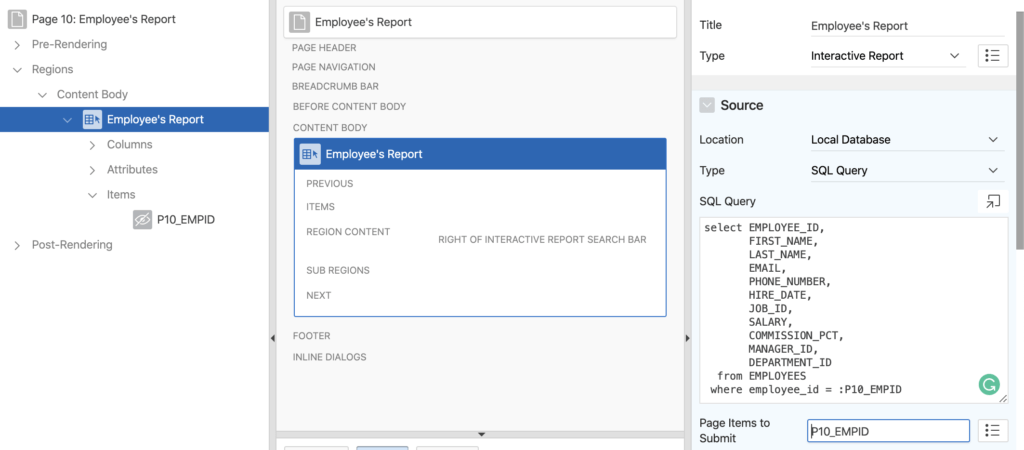 Oracle Apex Interactive Report with Page Item