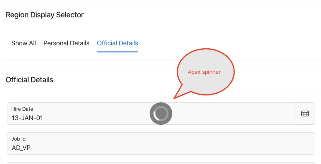 apex.util.showSpinner Example