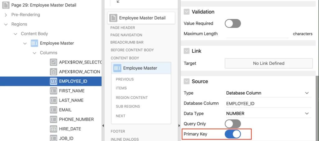 Oracle Apex: Define primary key column for the interactive grid.
