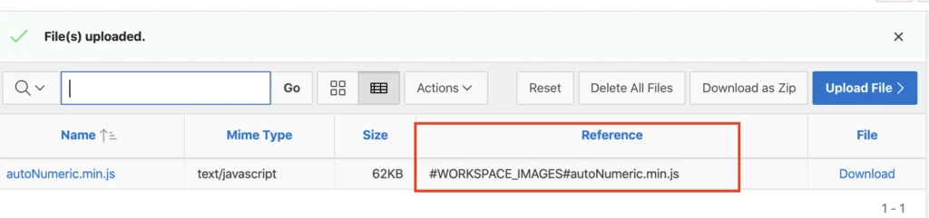Oracle Apex - Workspace static file path.