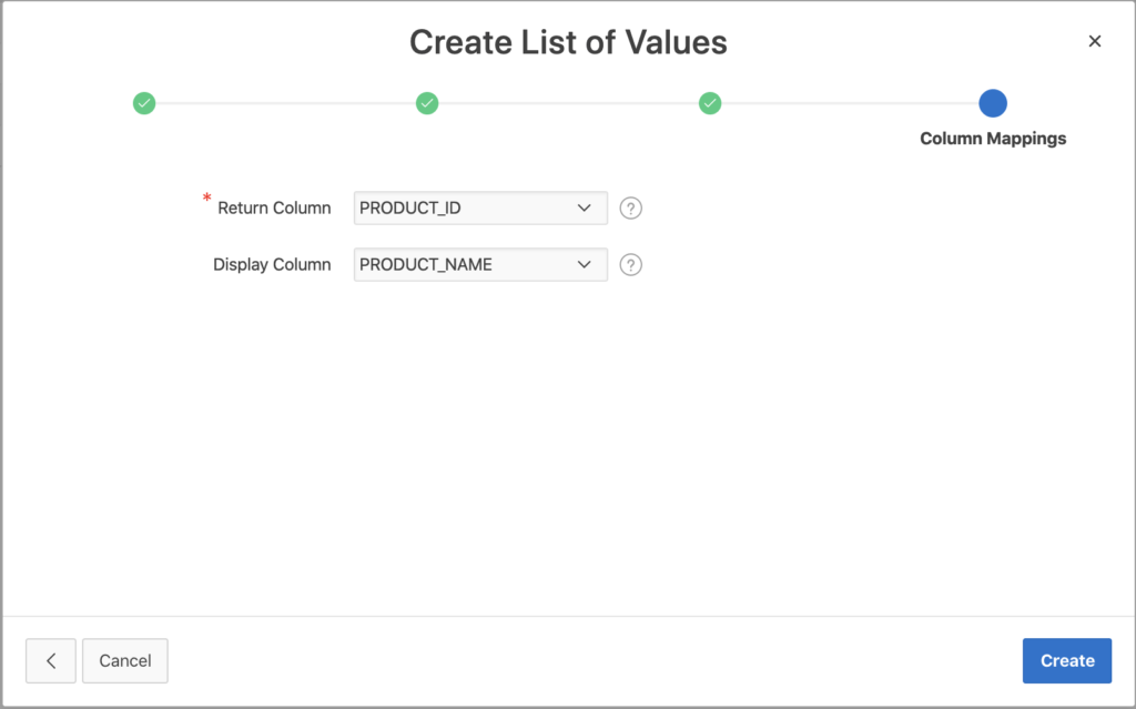 Select a Column to display.