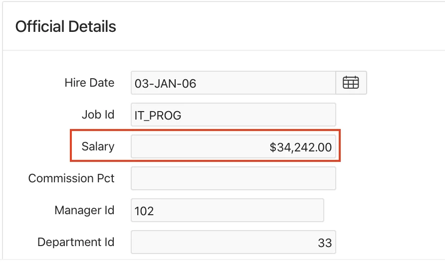 Oracle Apex - Number format example.