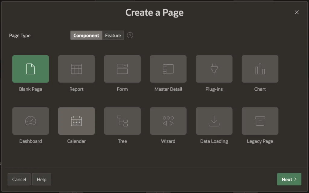 Oracle Apex: Creating a Blank Page.
