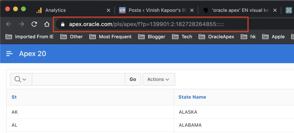 Oracle Apex old URL format.