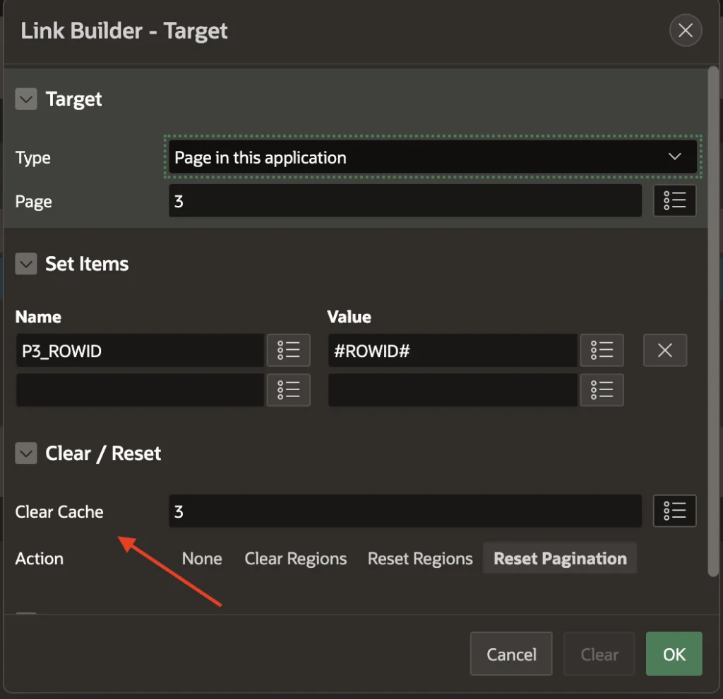 Clear cache when calling from another page.