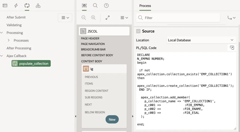 Oracle Apex ajax callback process.