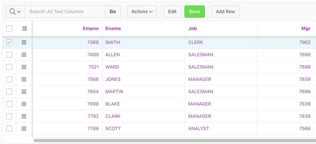 Oracle Apex interactive grid.