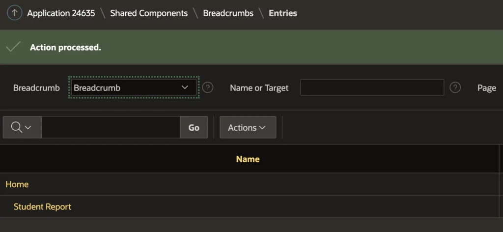 Breadcrumb hierarchy.