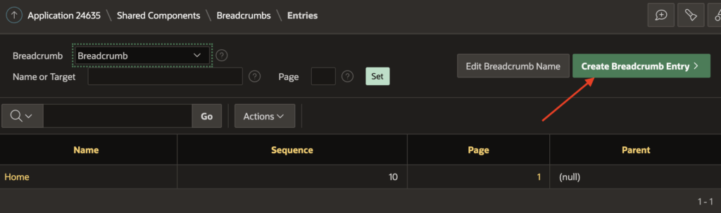 Create breadcrumb entry.