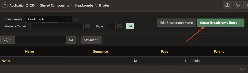 Create breadcrumb entry.
