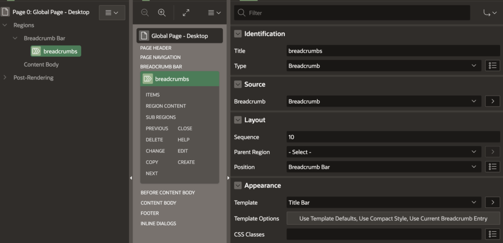 Create breadcrumb region.