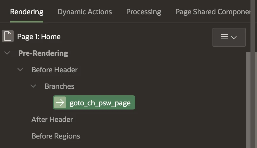 Creating Branch to redirect the user in Oracle Apex.