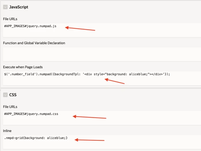 jQuery.NumPad configuration on Oracle Apex page.