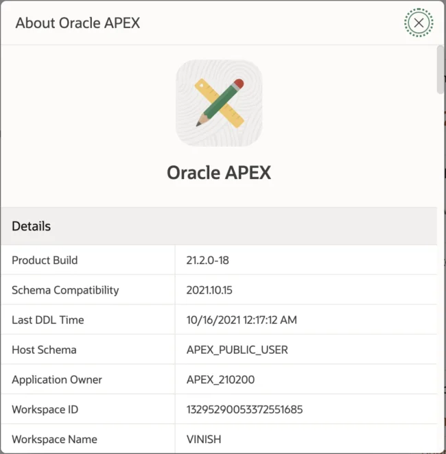 Oracle Apex release 21.2