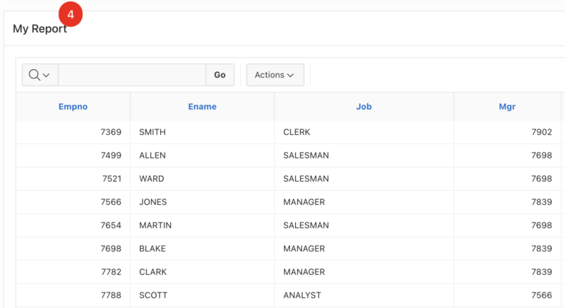 Displays a notification on a region in Oracle Apex.