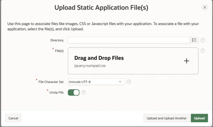 Upload JavaScript and CSS files <a href=