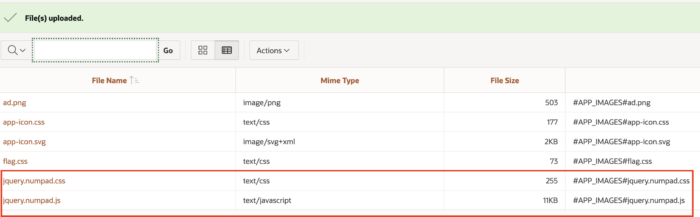 Oracle Apex uploaded files.