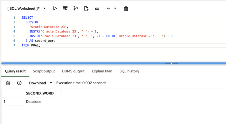 Oracle SQL Substring example.