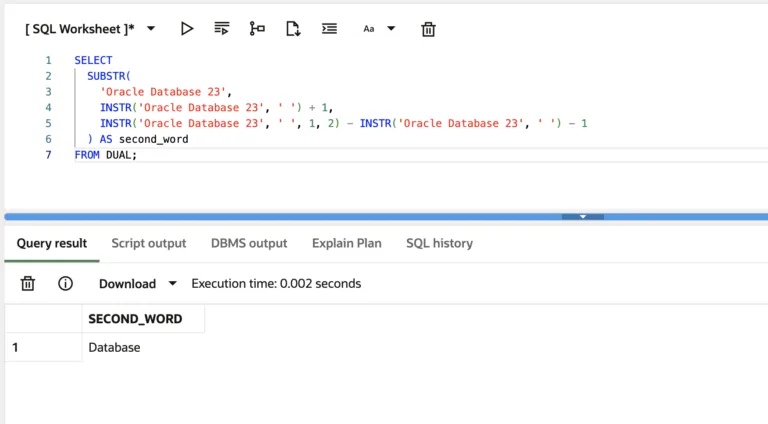 Oracle SQL Substring example.