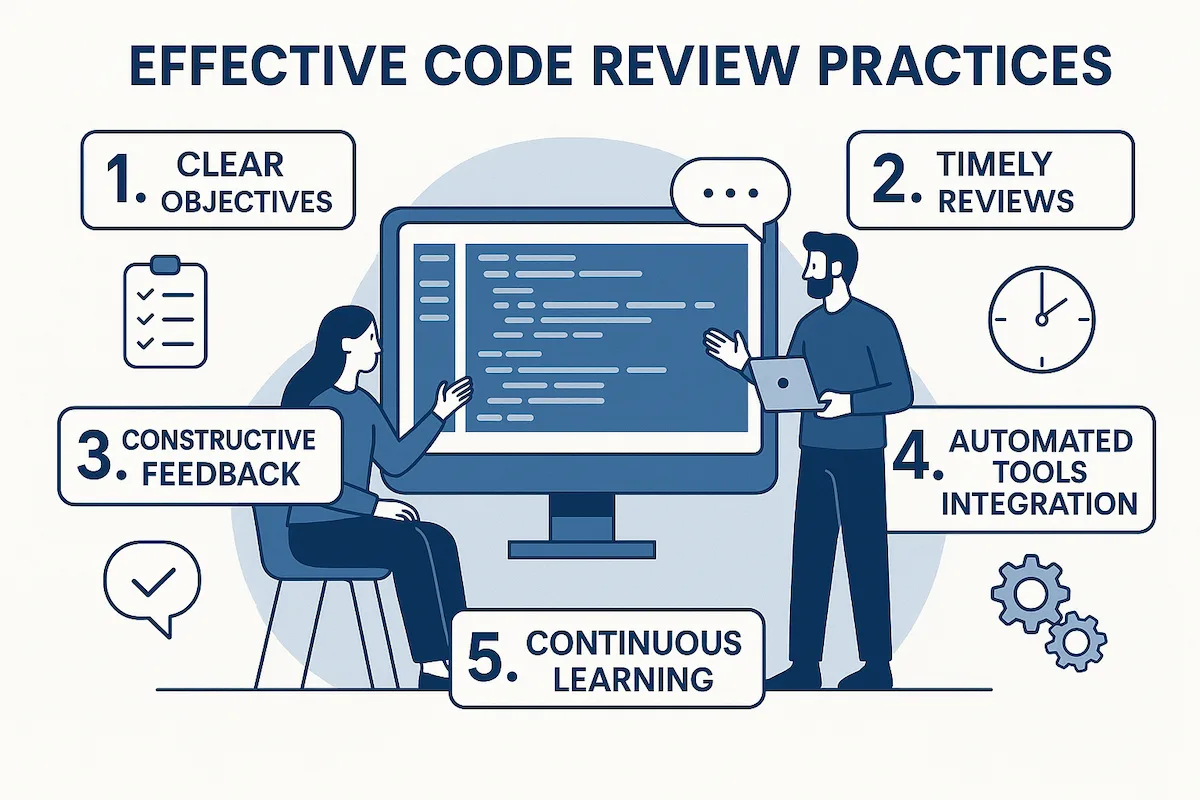 Development team collaborating during code review session