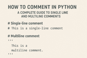 Illustrates how to comment in Python, single line and multiline comments.