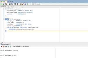 Creating a table in Oracle Database 23ai.