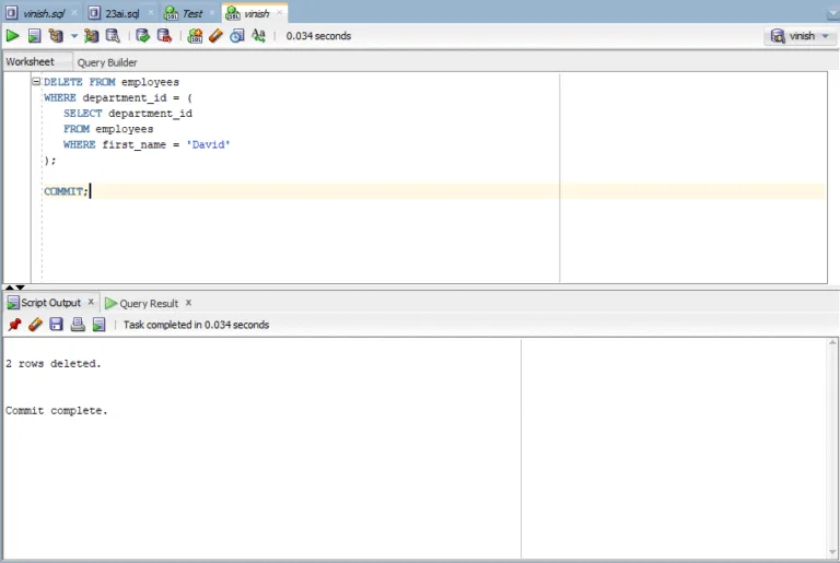 DELETE Statement in Oracle Database 23ai