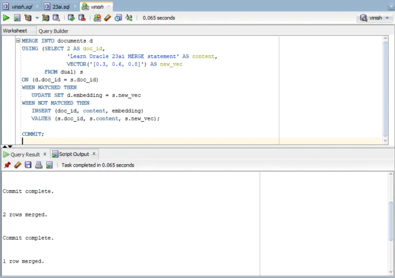 MERGE Statement in Oracle Database 23ai