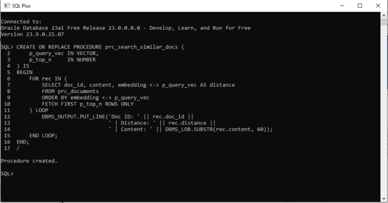 Oracle 23ai Stored Procedures