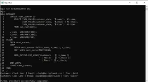 Oracle 23ai Explicit Cursor examples.