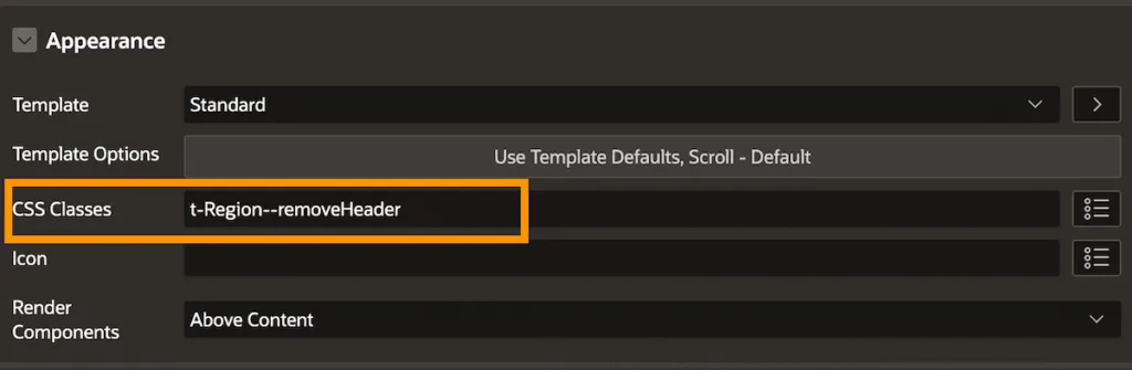 Oracle APEX CSS Classes example.