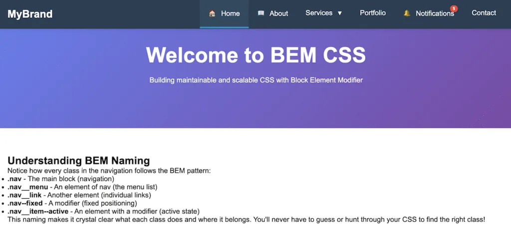 BEM CSS Example.