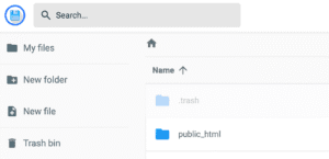 cPanel File Manager interface showing WordPress public_html folder.