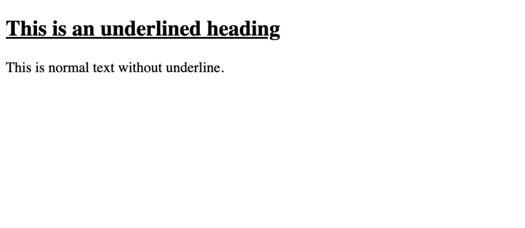 Underline text using CSS example screenshot.