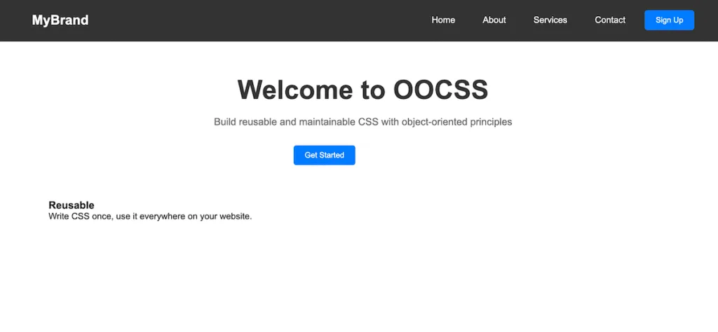 Object-Oriented CSS example screenshot.