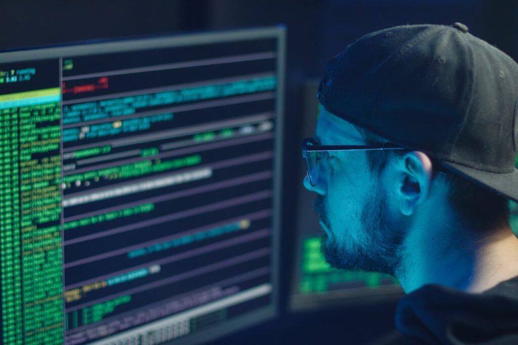 Programmer writing code.