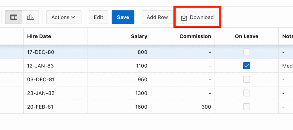 Adding a Download Button to the IG Toolbar in Oracle APEX.