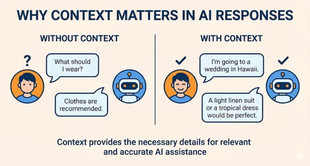 Infographic on Why Context Matters in AI Responses.