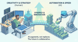 Infographic on: Why AI Won't Replace Developers Anytime Soon.